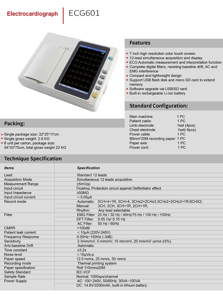 ECG Machine 12 Channels 12 Lead Cardiology ECG Machine 6 Channel